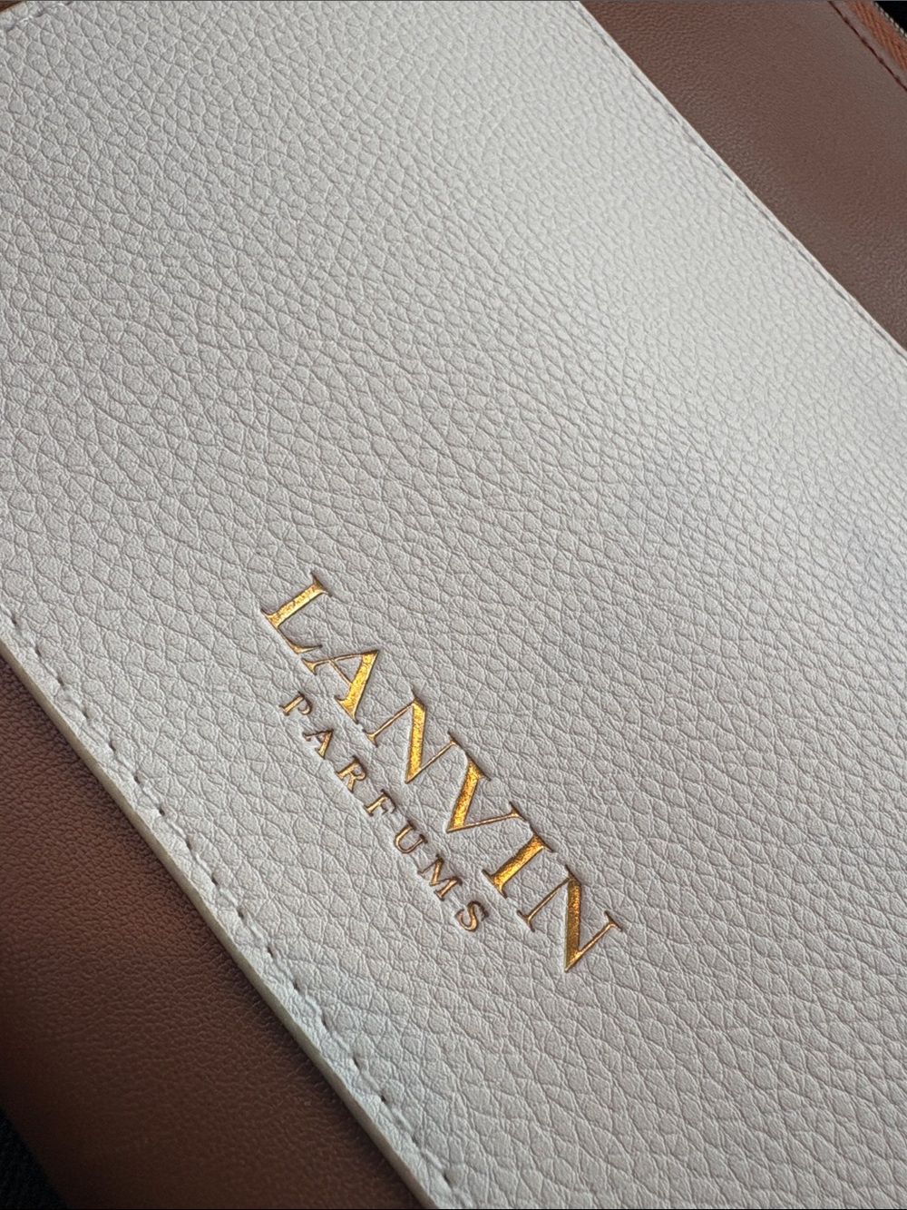 Lanvin Parfums Turkish Airlines Brown White Zip Pouch Amenity Kit Travel Case